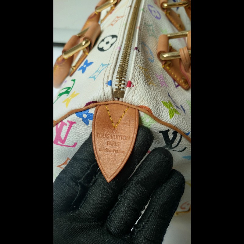 LV 絕版白彩波士頓包 speedy 30 村上隆系列-13