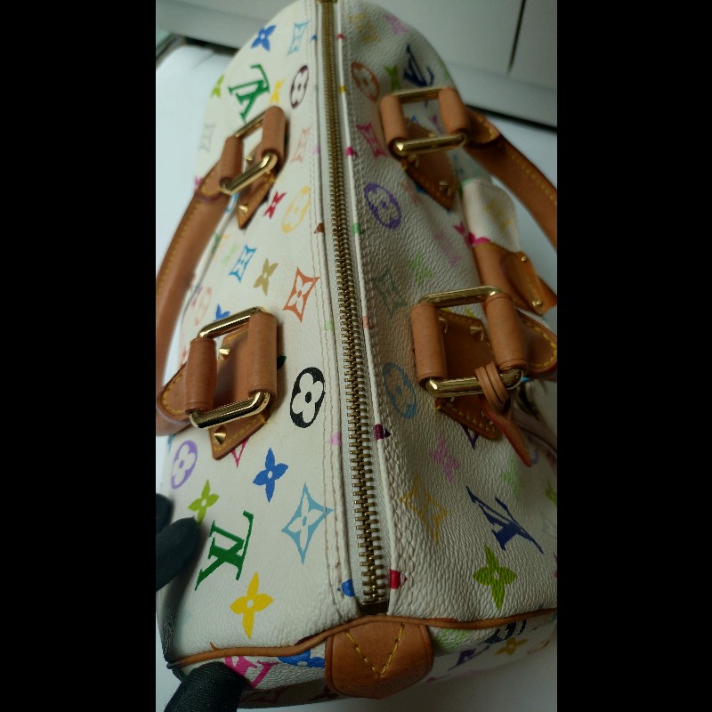 LV 絕版白彩波士頓包 speedy 30 村上隆系列-14