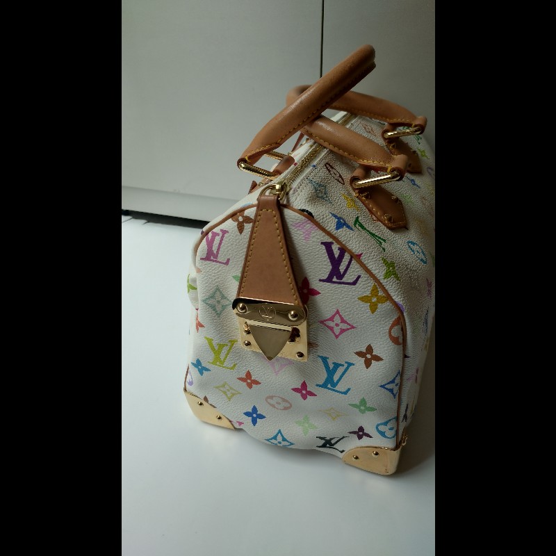 LV 絕版白彩波士頓包 speedy 30 村上隆系列-16