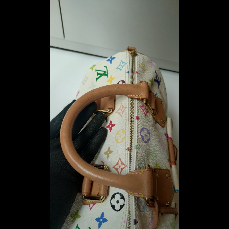 LV 絕版白彩波士頓包 speedy 30 村上隆系列-31