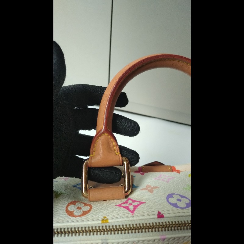 LV 絕版白彩波士頓包 speedy 30 村上隆系列-33