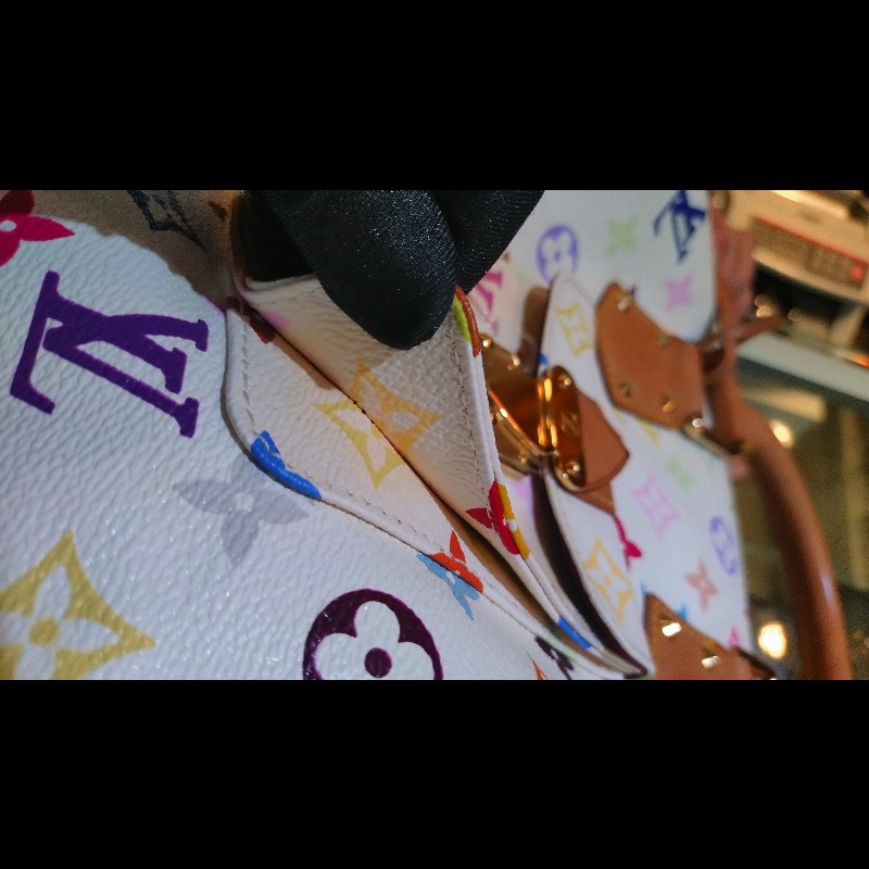 LV 絕版白彩波士頓包 speedy 30 村上隆系列-39