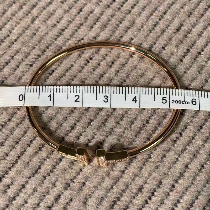 Tiffany蒂芙尼雙T開口玫瑰金滿鑽手鐲s碼-5