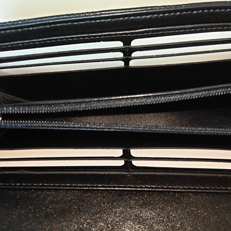CHANEL 黑色羊皮菱格紋絎縫錢包 銀色五金 22開 配件齊全 9.9新-6