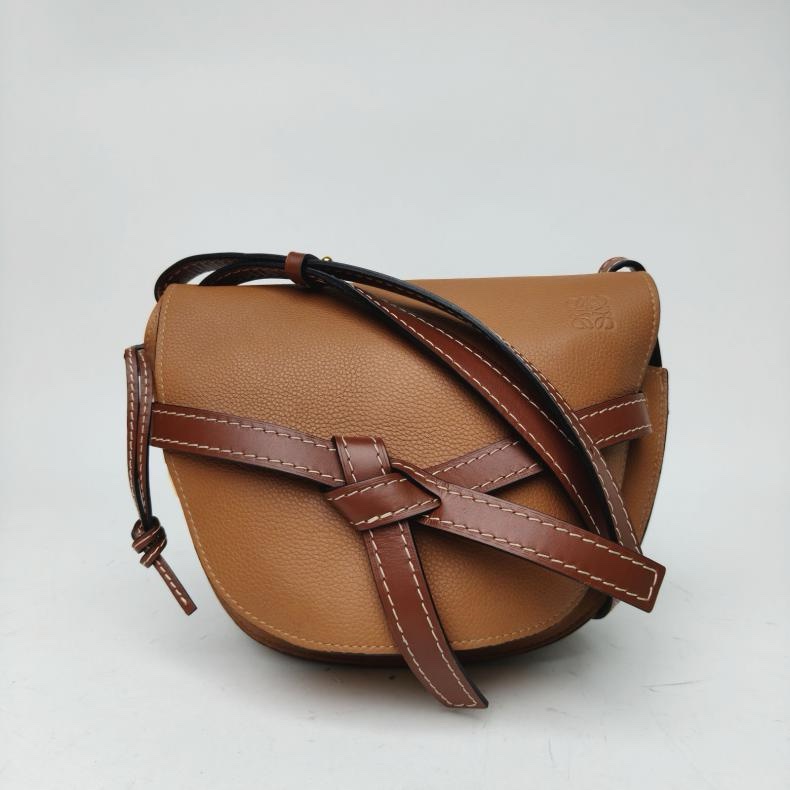 LOEWE Gate馬鞍斜跨包大號棕色牛皮肩背包-0
