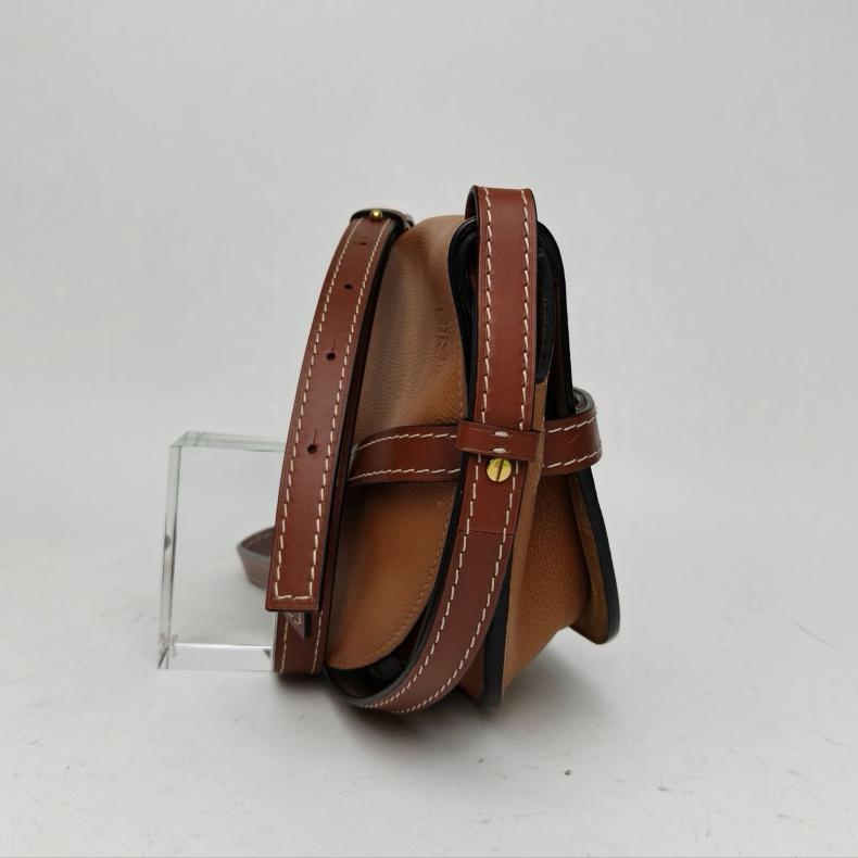 LOEWE Gate馬鞍斜跨包大號棕色牛皮肩背包-1