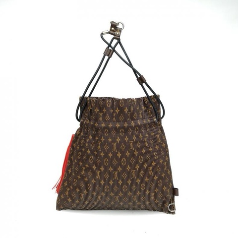 LOUIS VUITTON 老花PVC銀扣2016褶皺福袋單肩包