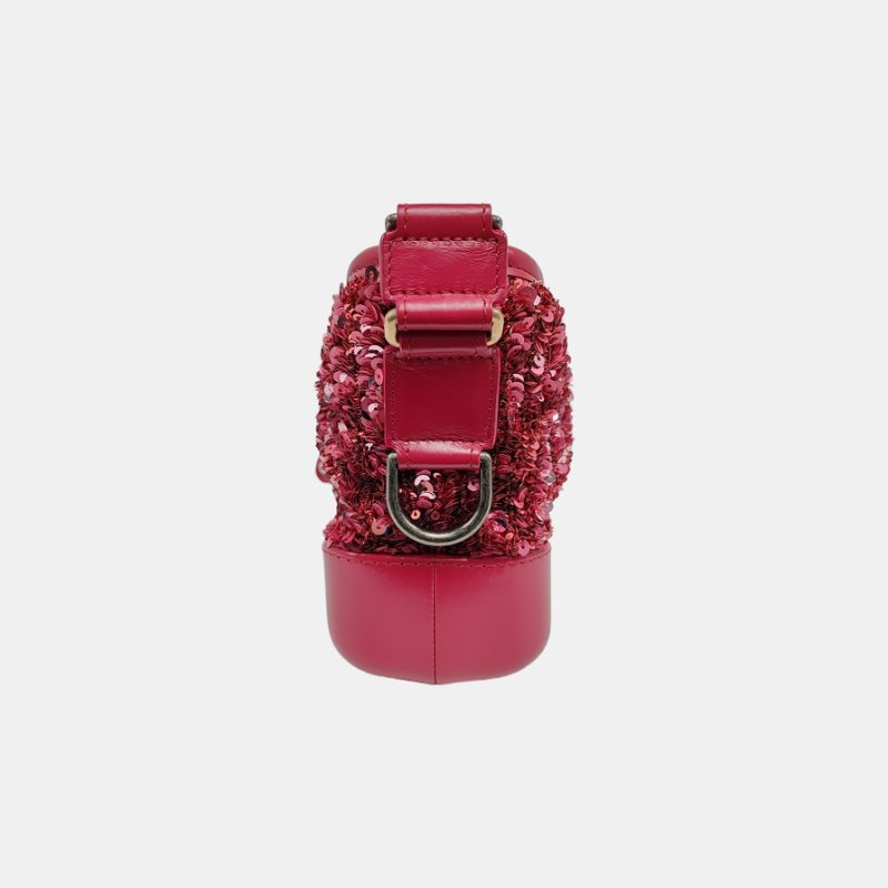 CHANEL GABRIELLE 小號粉紅色亮片拼貼單肩包 金色銀色五金 26開 可拆卸肩帶 9.8新-3