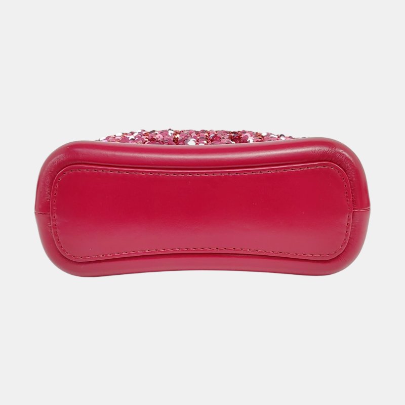 CHANEL GABRIELLE 小號粉紅色亮片拼貼單肩包 金色銀色五金 26開 可拆卸肩帶 9.8新-5