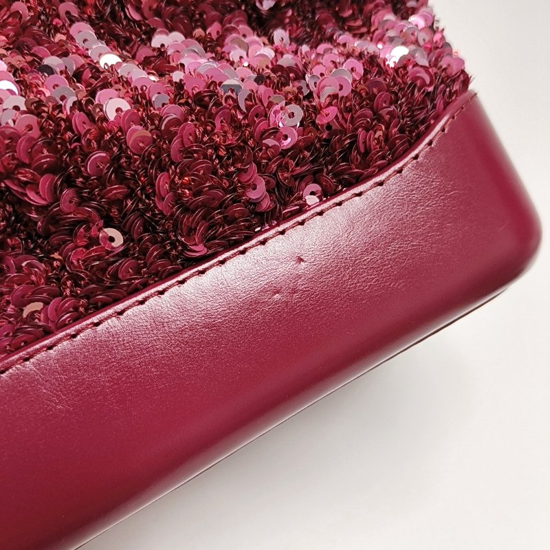 CHANEL GABRIELLE 小號粉紅色亮片拼貼單肩包 金色銀色五金 26開 可拆卸肩帶 9.8新-8