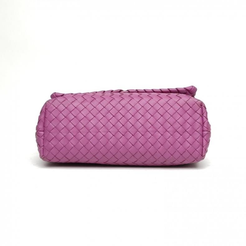 BOTTEGA VENETA Olimpia編織翻蓋斜挎包紫色羊皮肩背包-3