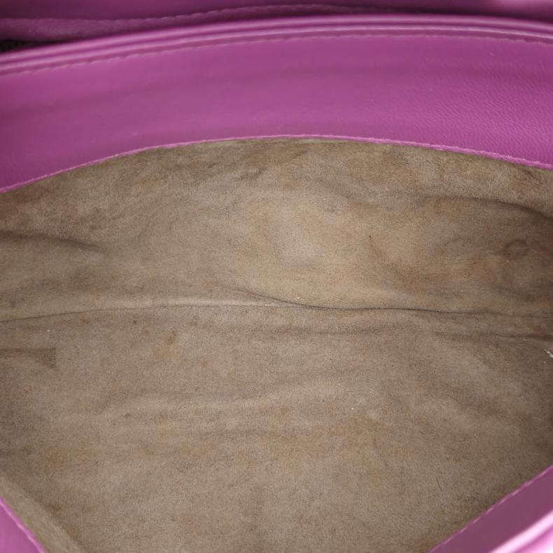 BOTTEGA VENETA Olimpia編織翻蓋斜挎包紫色羊皮肩背包-5