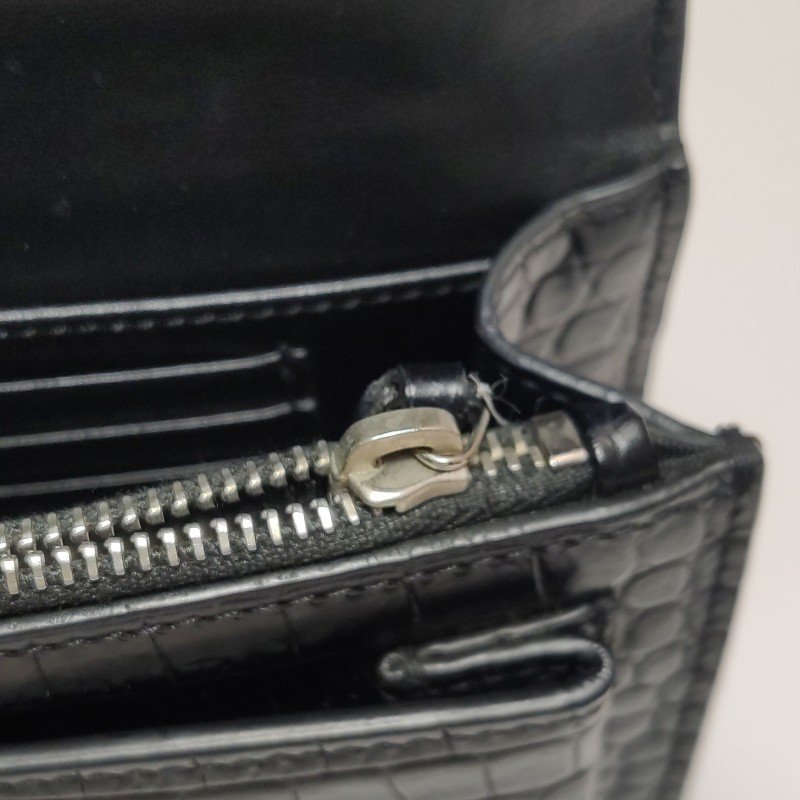 Saint Laurent Sunset日落包迷你牛皮純色鱷魚紋YSL標誌單肩包-12