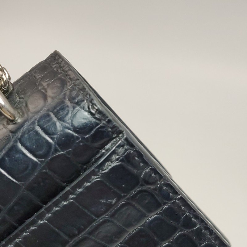 Saint Laurent Sunset日落包迷你牛皮純色鱷魚紋YSL標誌單肩包-14