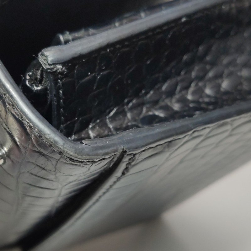 Saint Laurent Sunset日落包迷你牛皮純色鱷魚紋YSL標誌單肩包-19