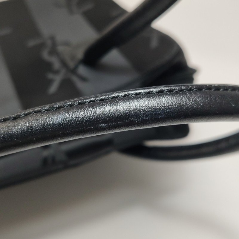 Saint Laurent牛皮尼龍布緞面純色ysl標誌印花手提包-13