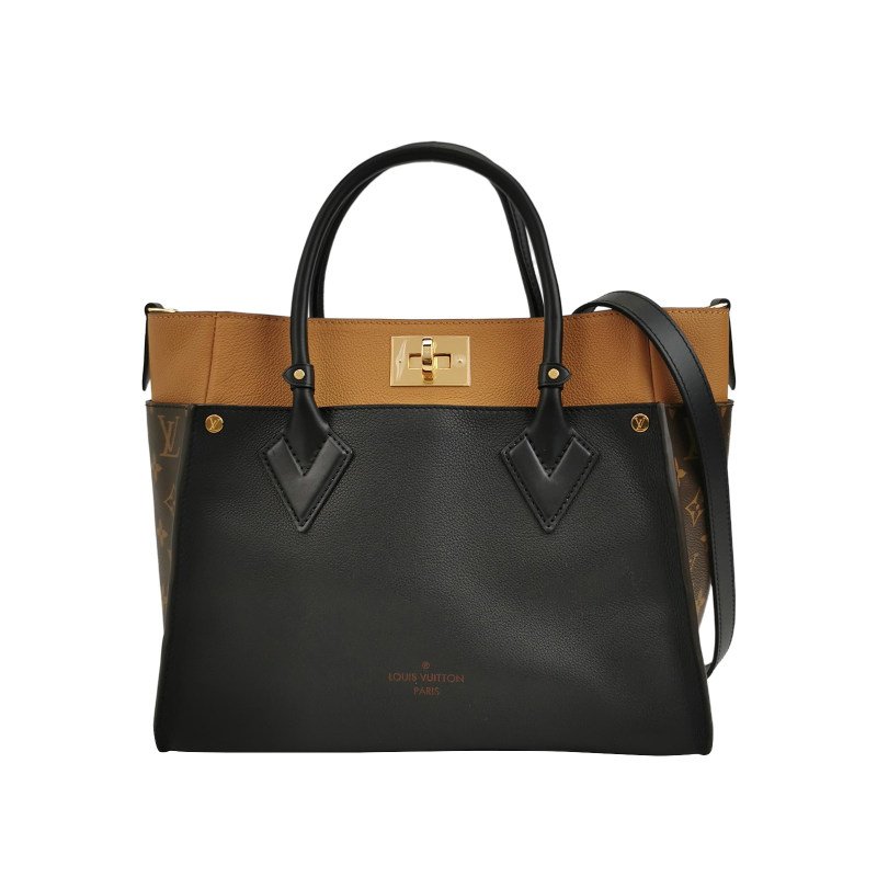 Louis Vuitton(LV)On My Side 中號牛皮拼色老花旋扣斜挎包單肩包晶片款-0