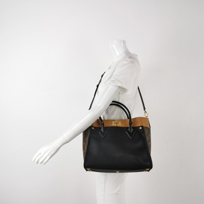 Louis Vuitton(LV)On My Side 中號牛皮拼色老花旋扣斜挎包單肩包晶片款-1