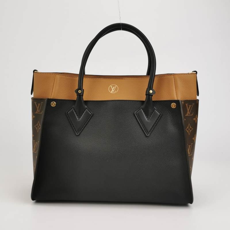 Louis Vuitton(LV)On My Side 中號牛皮拼色老花旋扣斜挎包單肩包晶片款-4