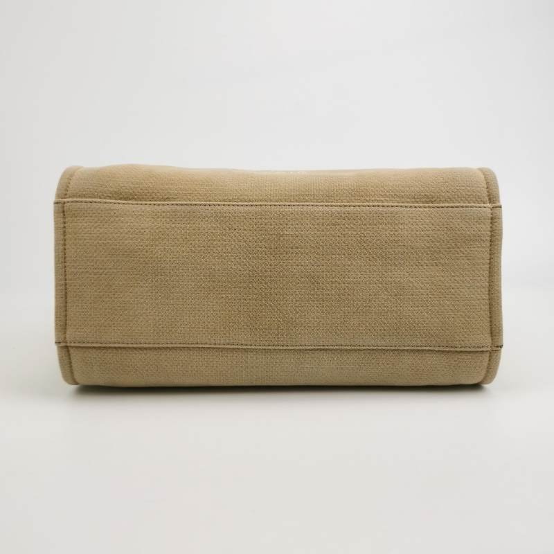 Chanel Deauville沙灘包大號牛皮帆布拼色大Logo字母單肩包-5