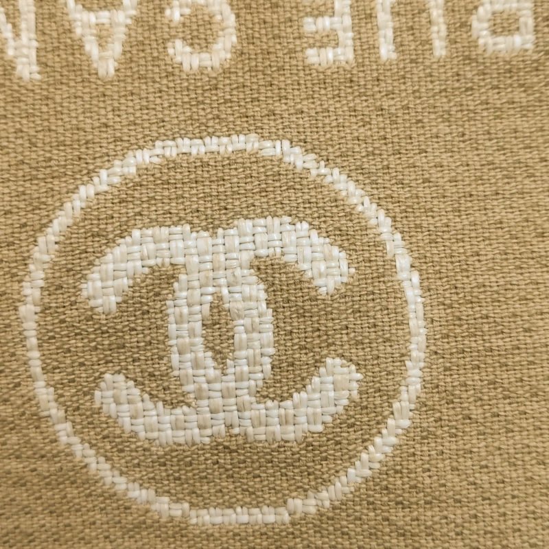 Chanel Deauville沙灘包大號牛皮帆布拼色大Logo字母單肩包-13