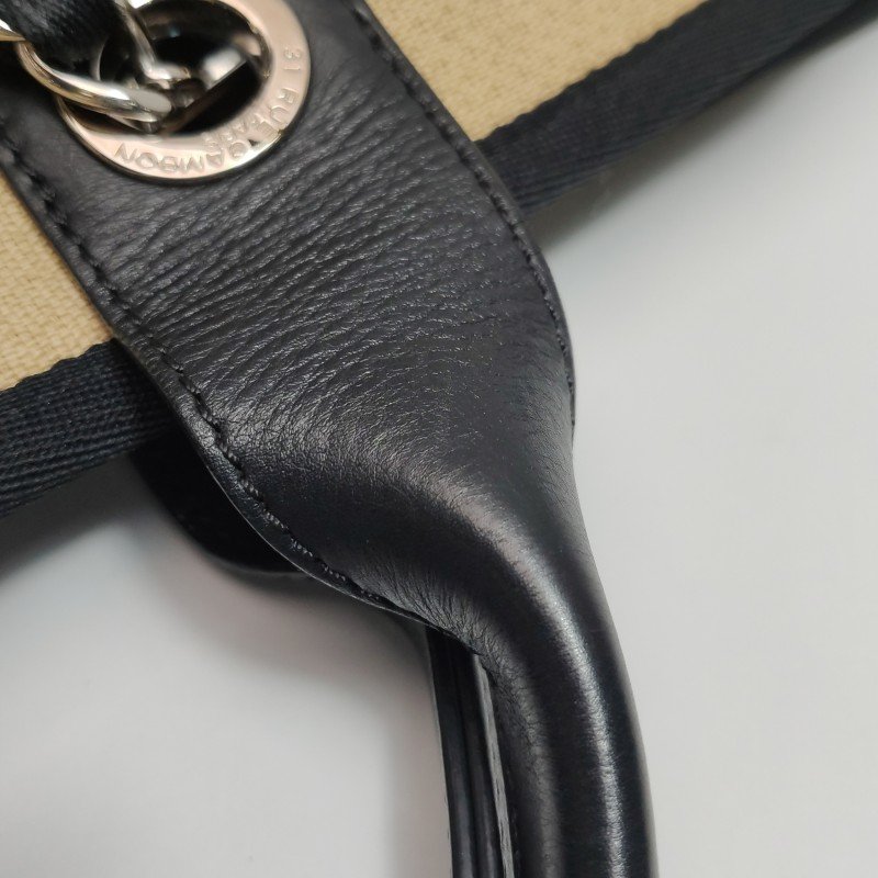 Chanel Deauville沙灘包大號牛皮帆布拼色大Logo字母單肩包-15