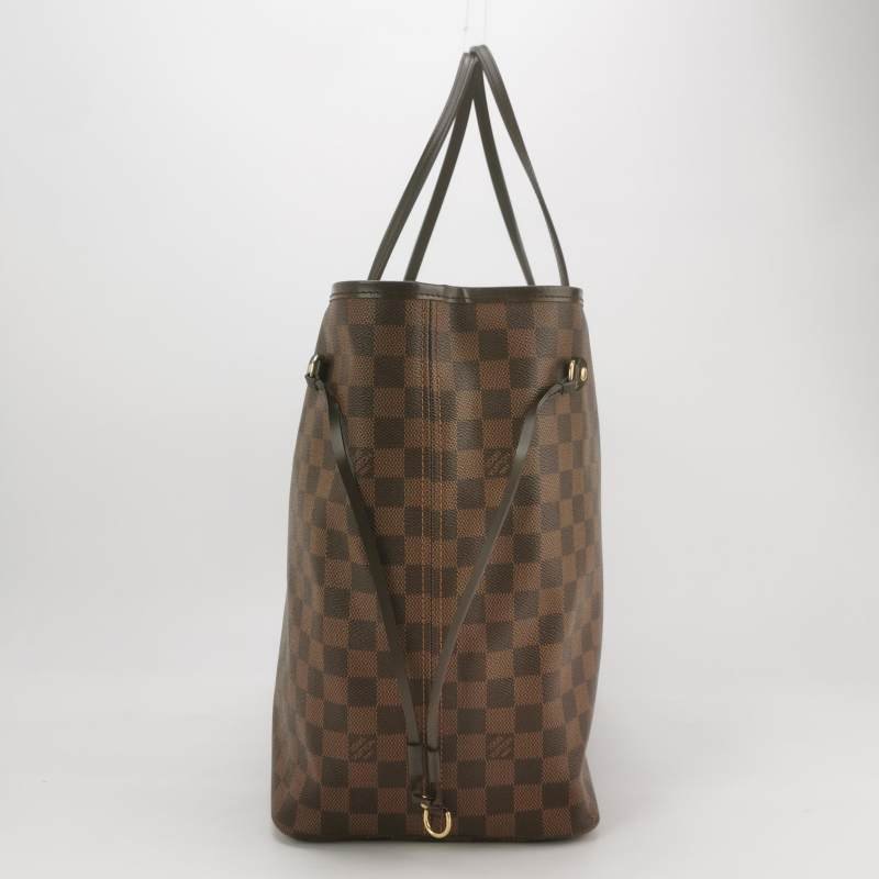 Louis Vuitton(LV)Neverfull大號牛皮棋盤格束帶單肩包-3