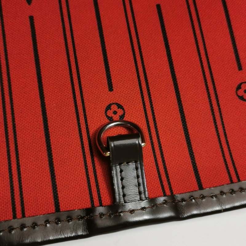 Louis Vuitton(LV)Neverfull大號牛皮棋盤格束帶單肩包-9