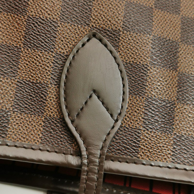 Louis Vuitton(LV)Neverfull大號牛皮棋盤格束帶單肩包-11