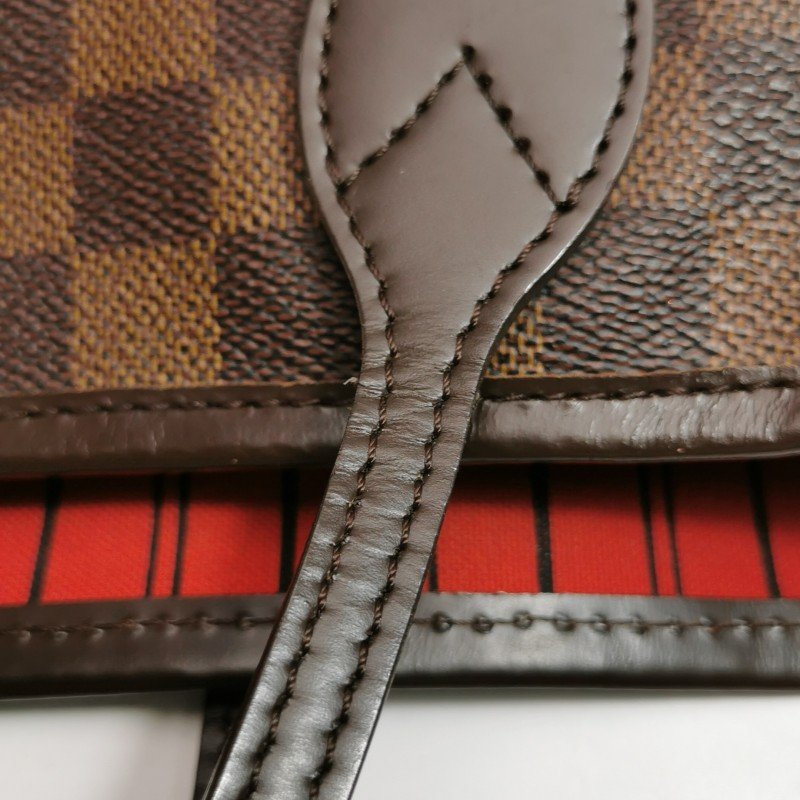 Louis Vuitton(LV)Neverfull大號牛皮棋盤格束帶單肩包-15