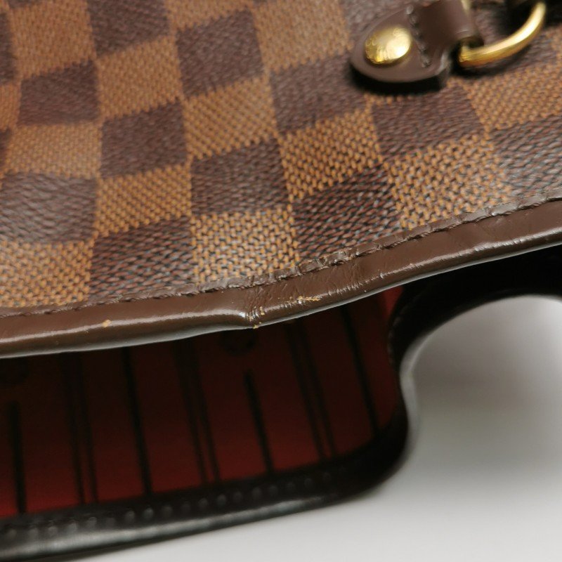 Louis Vuitton(LV)Neverfull大號牛皮棋盤格束帶單肩包-17