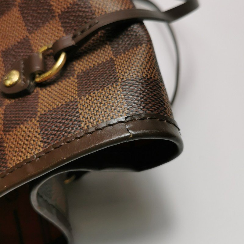 Louis Vuitton(LV)Neverfull大號牛皮棋盤格束帶單肩包-18