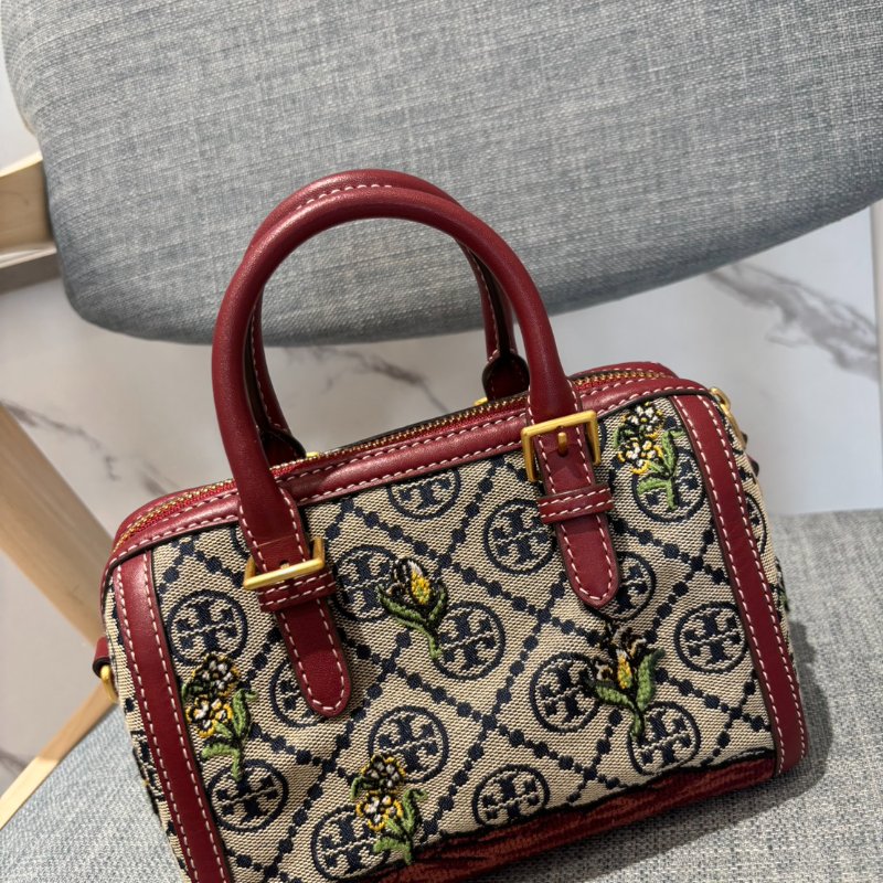 ｛🐯虎年限定包｝TB緹花拼接皮革小波士頓包-1