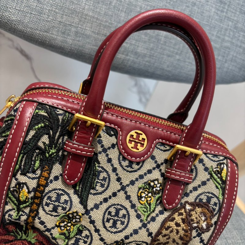 ｛🐯虎年限定包｝TB緹花拼接皮革小波士頓包-2