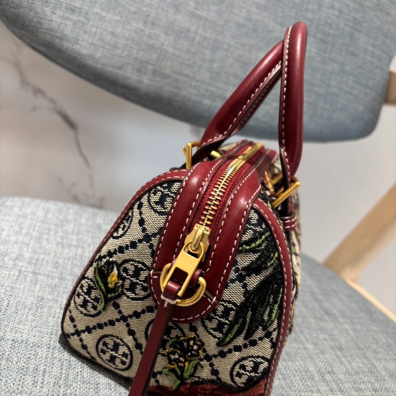 ｛🐯虎年限定包｝TB緹花拼接皮革小波士頓包-4