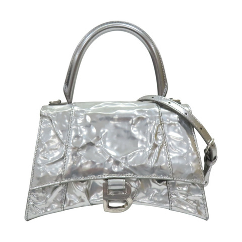 銀色 漆皮 Hourglass 沙漏包 兩用包【BALENCIAGA 巴黎世家】 751497