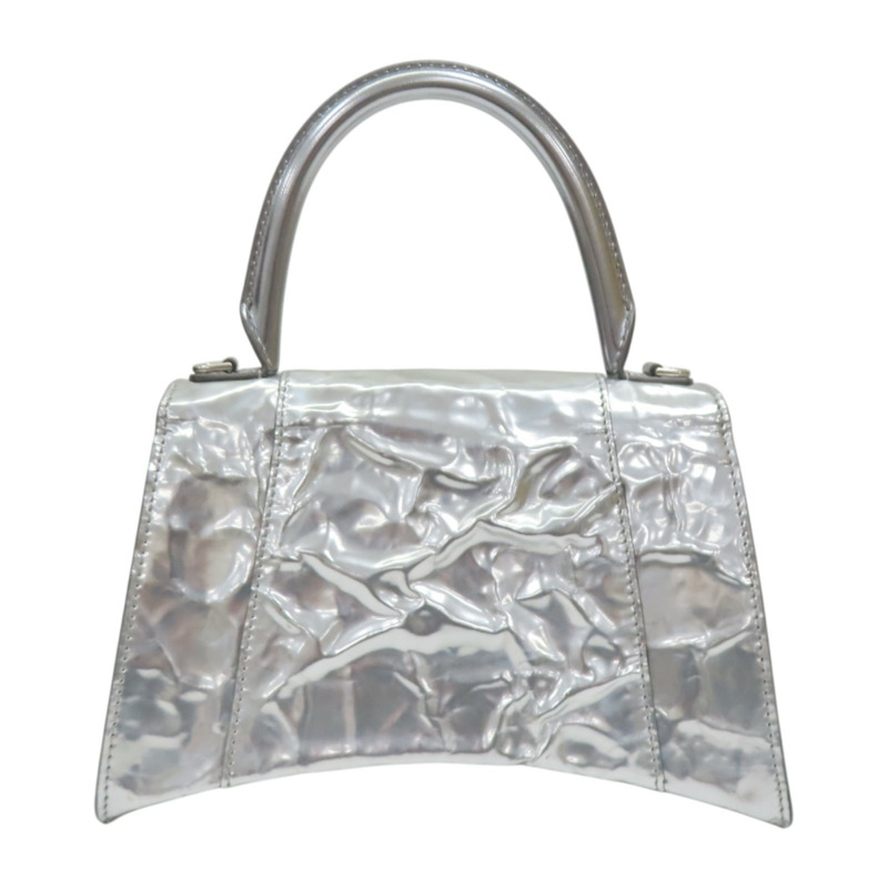 銀色 漆皮 Hourglass 沙漏包 兩用包【BALENCIAGA 巴黎世家】 751497-1
