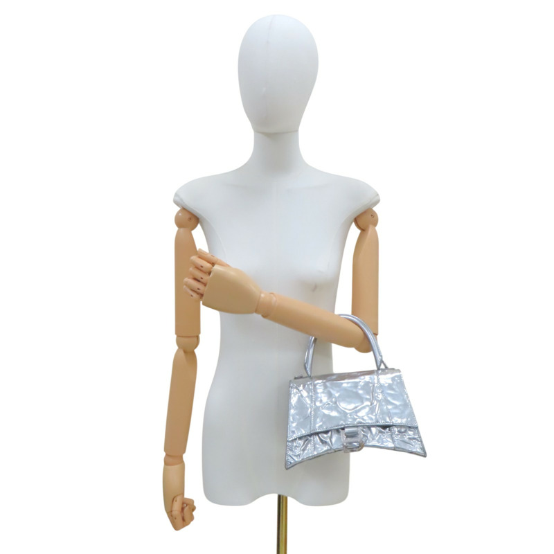 銀色 漆皮 Hourglass 沙漏包 兩用包【BALENCIAGA 巴黎世家】 751497-9