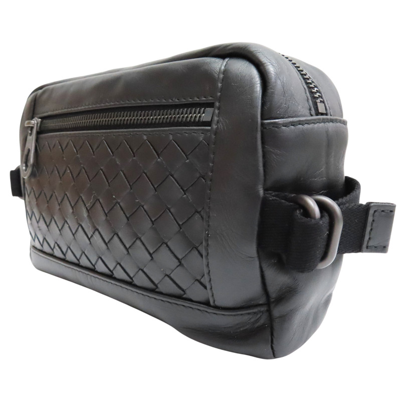 黑色 羊皮編織 Fanny pack 肩背包【BOTTEGA VENETA BV 寶緹嘉】 368899 VQ121-2