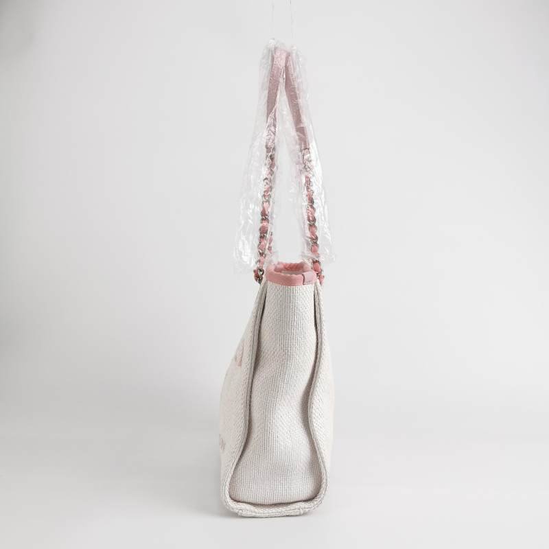 Chanel Deauville沙灘包小號牛皮拼色大Logo字母單肩包-2