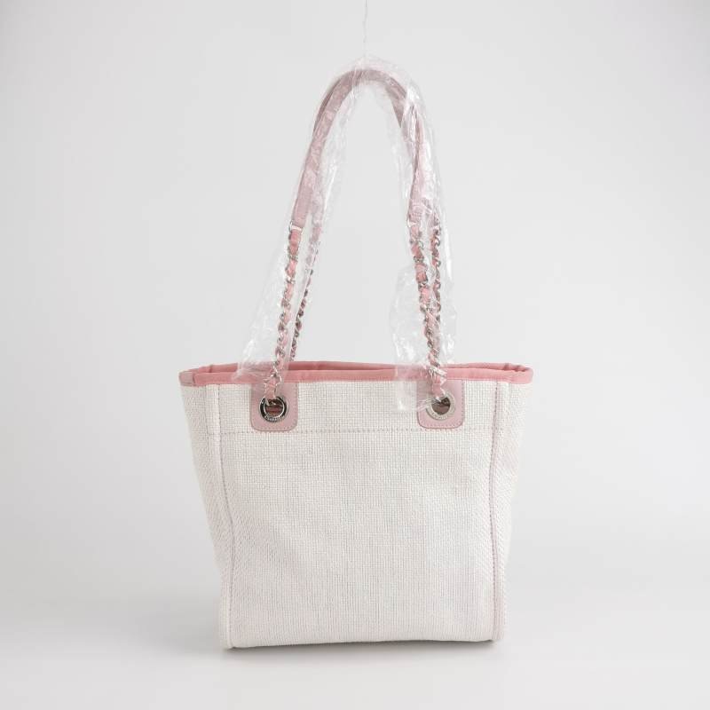 Chanel Deauville沙灘包小號牛皮拼色大Logo字母單肩包-4