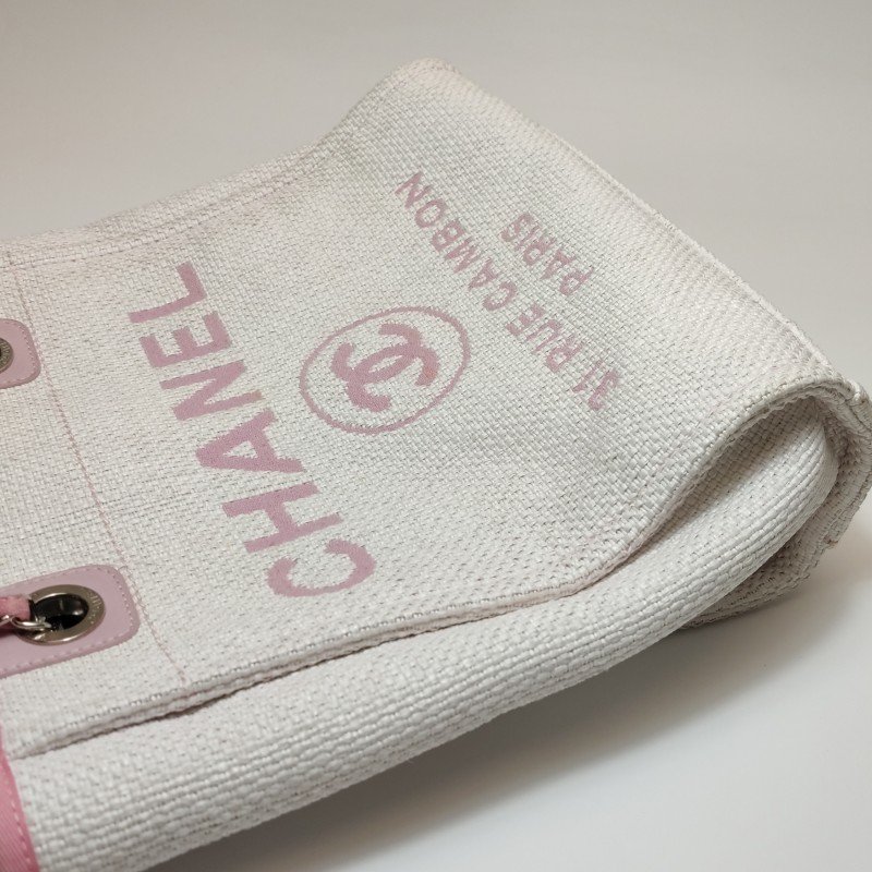 Chanel Deauville沙灘包小號牛皮拼色大Logo字母單肩包-19