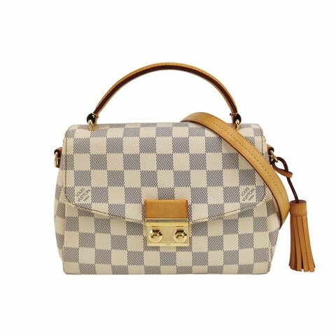 Louis Vuitton(LV)Croisette植鞣革棋盤格S-lock鎖扣斜挎包單肩包