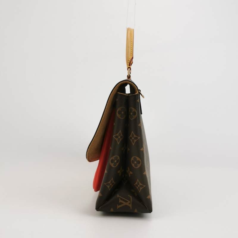 Louis Vuitton(LV)Marignan牛皮植鞣革老花拼皮鎖頭扣斜挎包單肩包晶片款-2