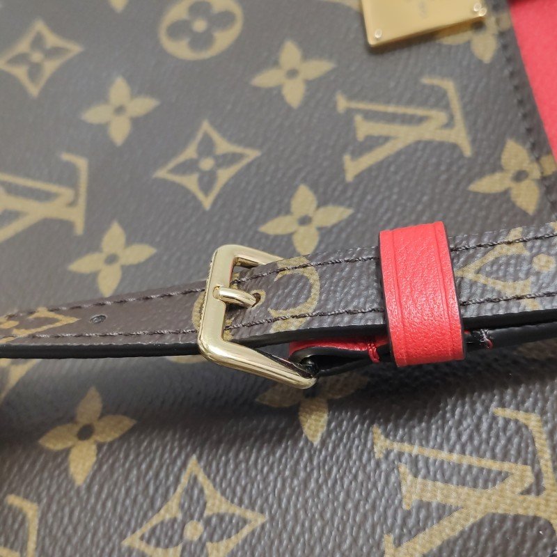 Louis Vuitton(LV)Marignan牛皮植鞣革老花拼皮鎖頭扣斜挎包單肩包晶片款-11