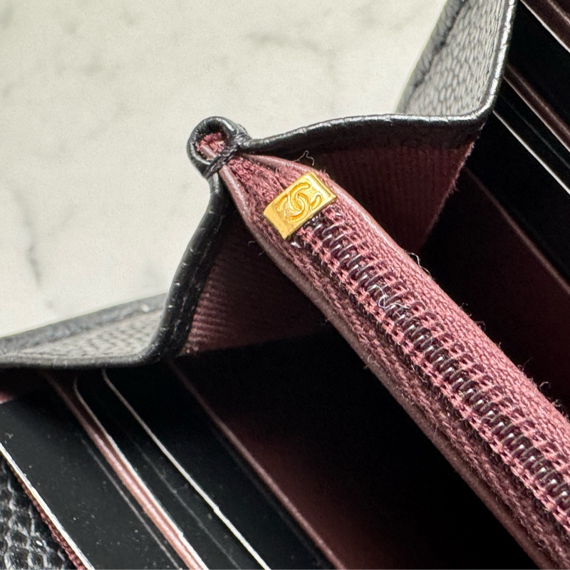 Chanel黑荔枝金雙C釦式長夾 經典款❤️-17