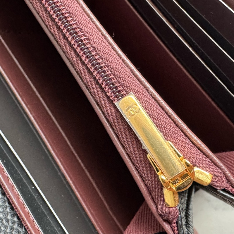 Chanel黑荔枝金雙C釦式長夾 經典款❤️-18