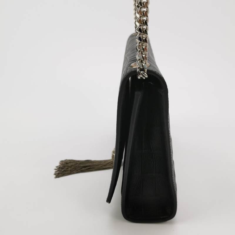 Saint Laurent Kate凱特包中號牛皮純色鱷魚紋YSL標誌流蘇單肩包-2