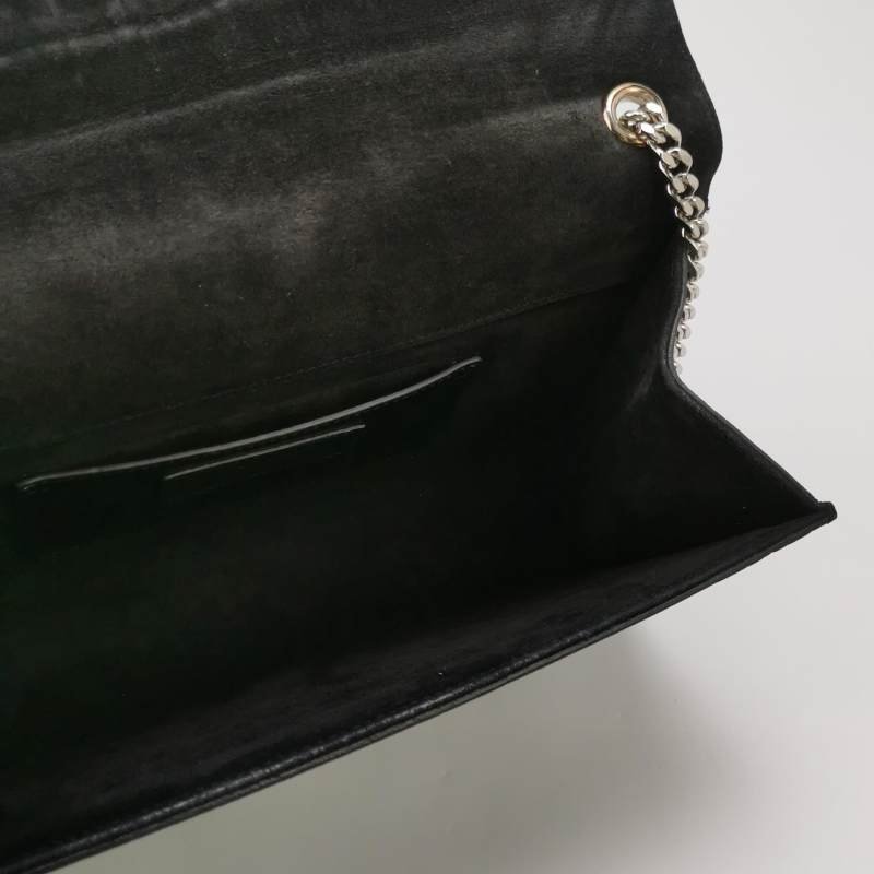 Saint Laurent Kate凱特包中號牛皮純色鱷魚紋YSL標誌流蘇單肩包-6