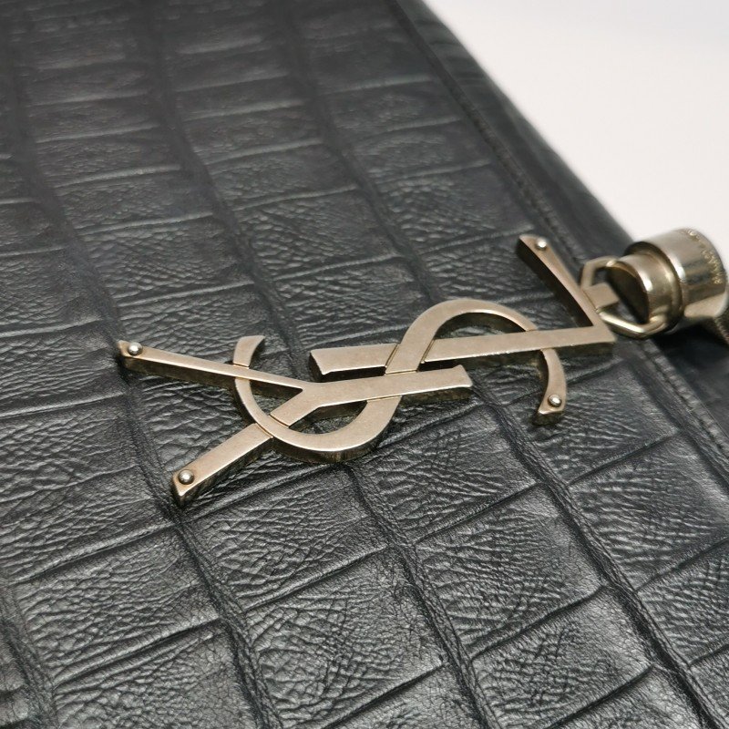 Saint Laurent Kate凱特包中號牛皮純色鱷魚紋YSL標誌流蘇單肩包-12